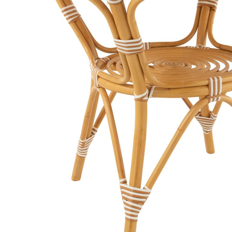 Dining Table - 90cm - 2 Seater - Round - Beige and White - Rattan and Bamboo Wood