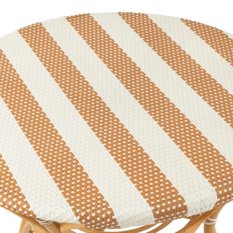 Dining Table - 90cm - 2 Seater - Round - Beige and White - Rattan and Bamboo Wood