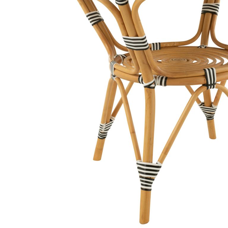 Dining Table - 90cm - 2 Seater - Round - Black and White - Rattan and Bamboo Wood
