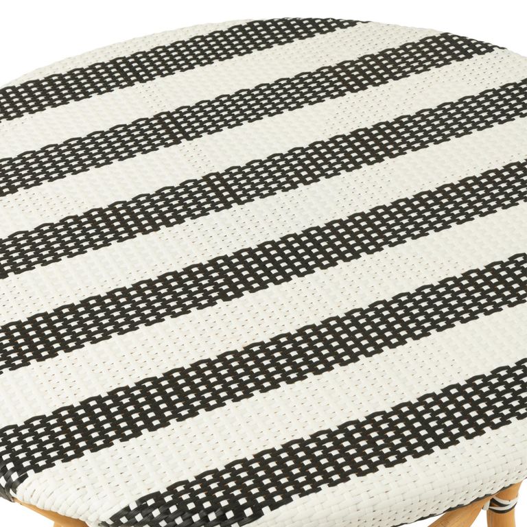 Dining Table - 90cm - 2 Seater - Round - Black and White - Rattan and Bamboo Wood