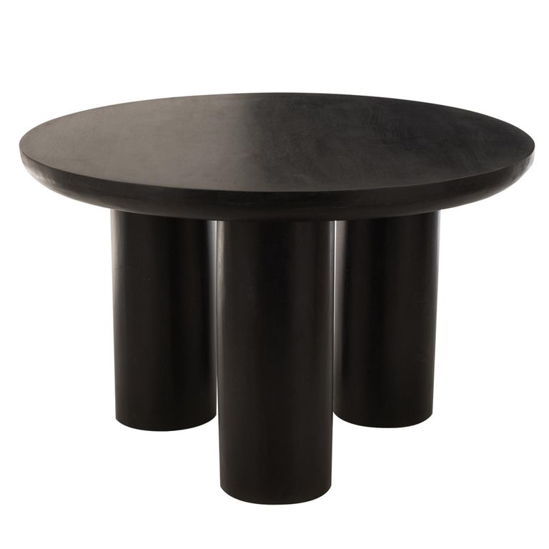 Trio Dining Table - 120cm - 4 Seater - Round - Black - Mango Wood