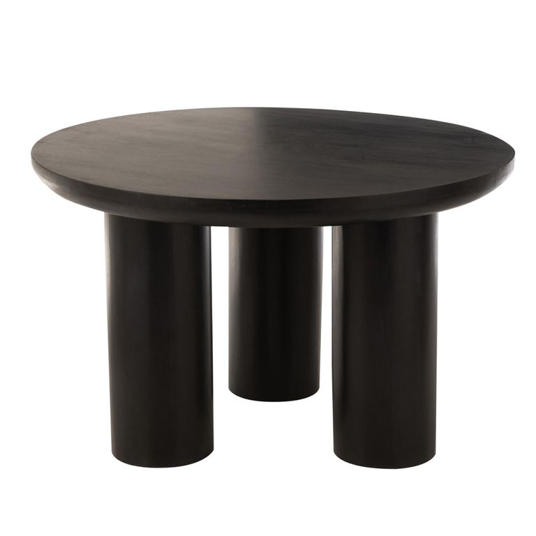 Trio Dining Table - 120cm - 4 Seater - Round - Black - Mango Wood
