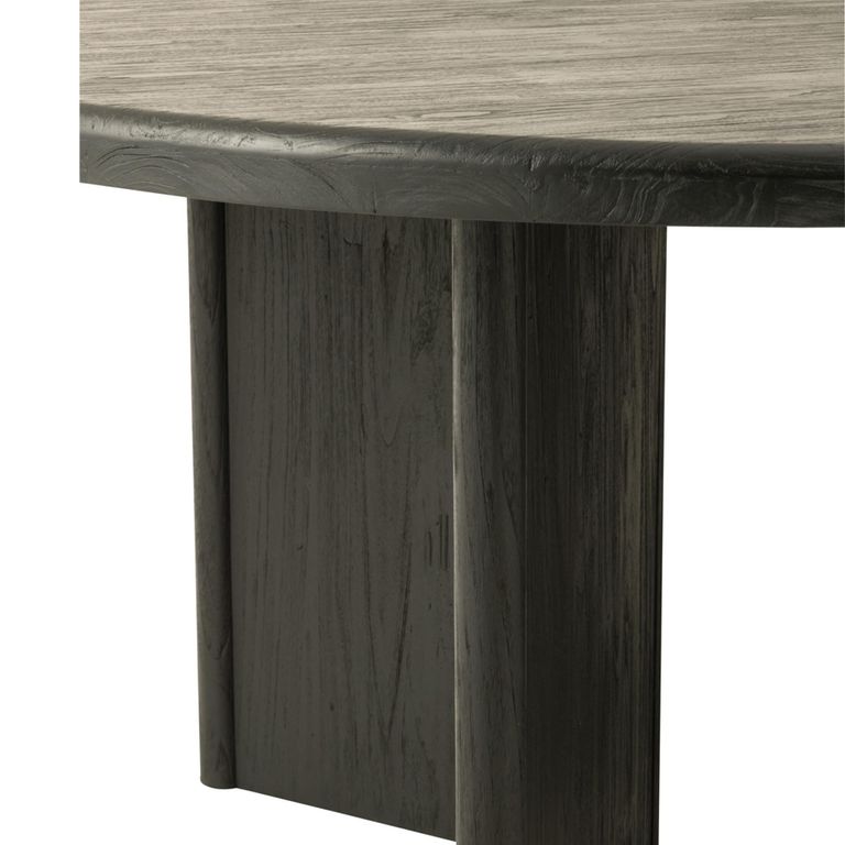 Dining Table - 150cm - 6-8 Seater - Round - Black - Teak Wood