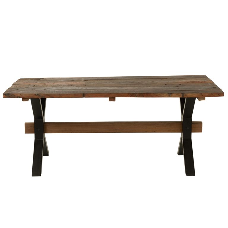 Dining Table - 180cm - 6 Seater - Cross Legs - Brown Vintage Wood