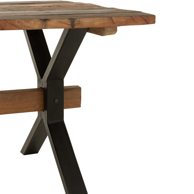 Dining Table - 180cm - 6 Seater - Cross Legs - Brown Vintage Wood