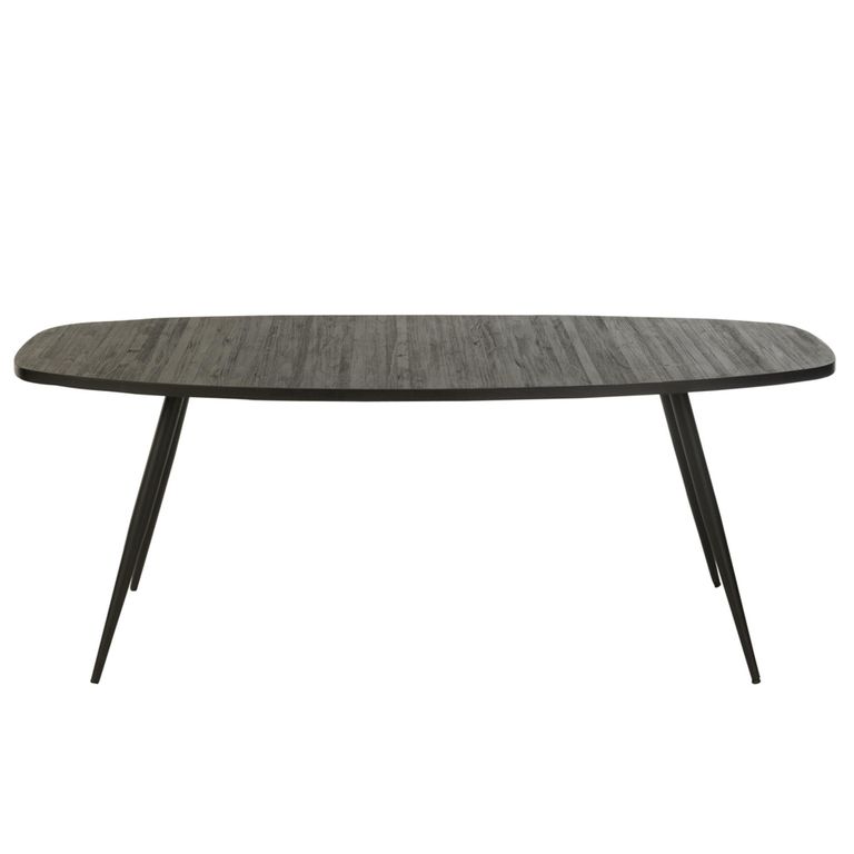 Dining Table - 200cm - 8 Seater - Narrow - Oval - Black - Recycle Teak Wood