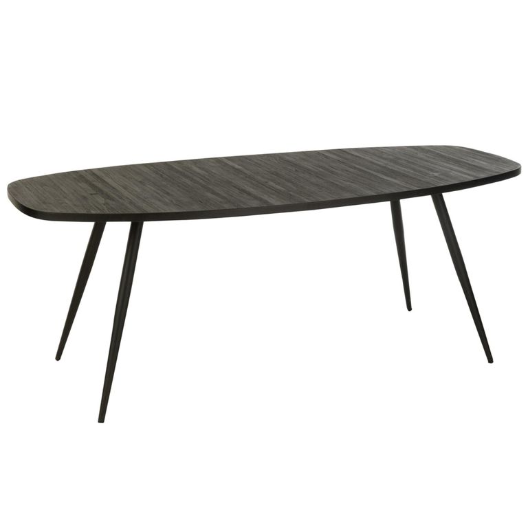 Dining Table - 200cm - 8 Seater - Narrow - Oval - Black - Recycle Teak Wood