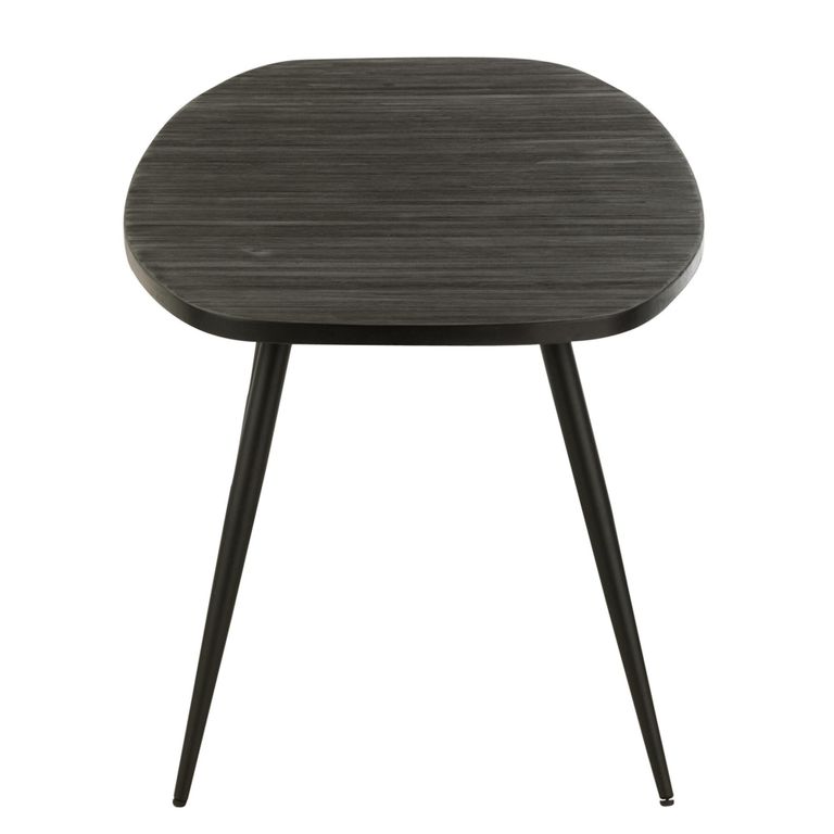 Dining Table - 200cm - 8 Seater - Narrow - Oval - Black - Recycle Teak Wood