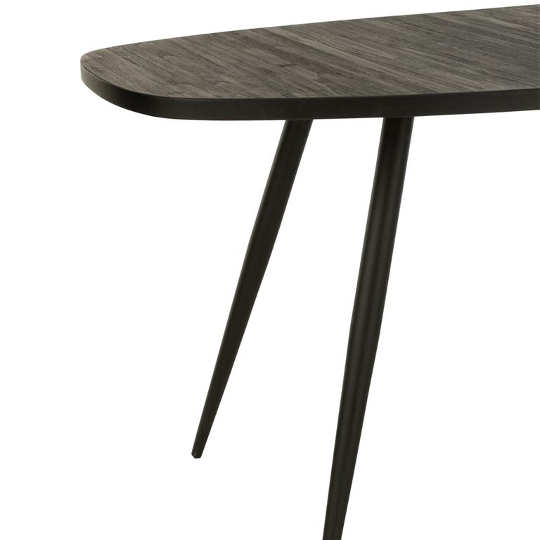 Dining Table - 200cm - 8 Seater - Narrow - Oval - Black - Recycle Teak Wood