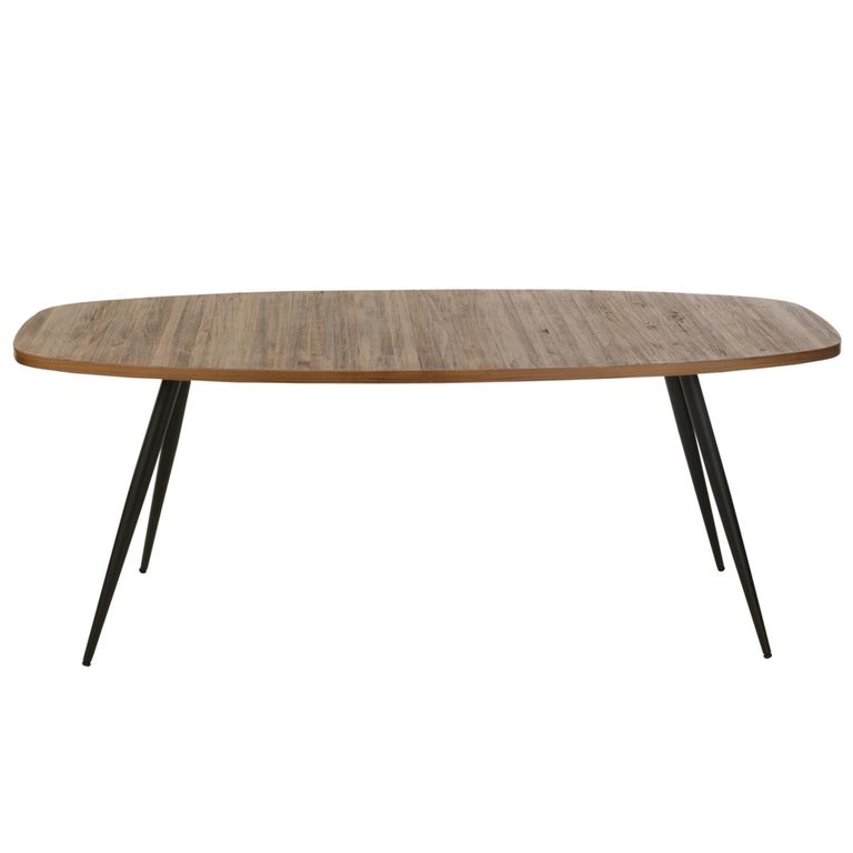 Dining Table - 200cm - 8 Seater - Narrow - Oval - Natural and Black - Recycle Teak Wood