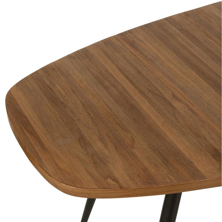 Dining Table - 200cm - 8 Seater - Narrow - Oval - Natural and Black - Recycle Teak Wood