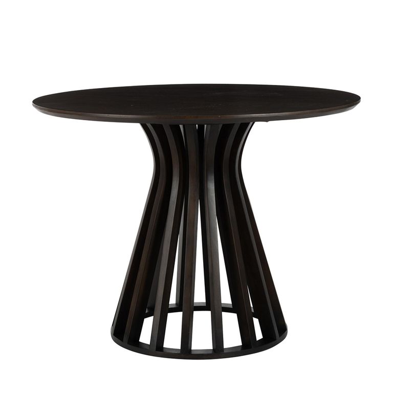 Eli Dining Table - 110cm - 4 Seater - Round - Slatted Base - Black - Mango Wood