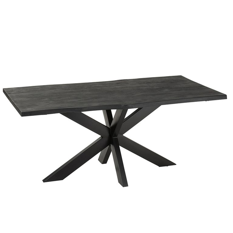 Gerard Dining Table - 180cm - 6 Seater - Star Base - Black - Acacia Wood