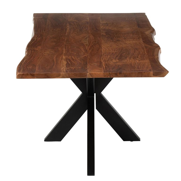 Gerard Dining Table - 180cm - 6 Seater - Star Base - Brown and Black - Acacia Wood