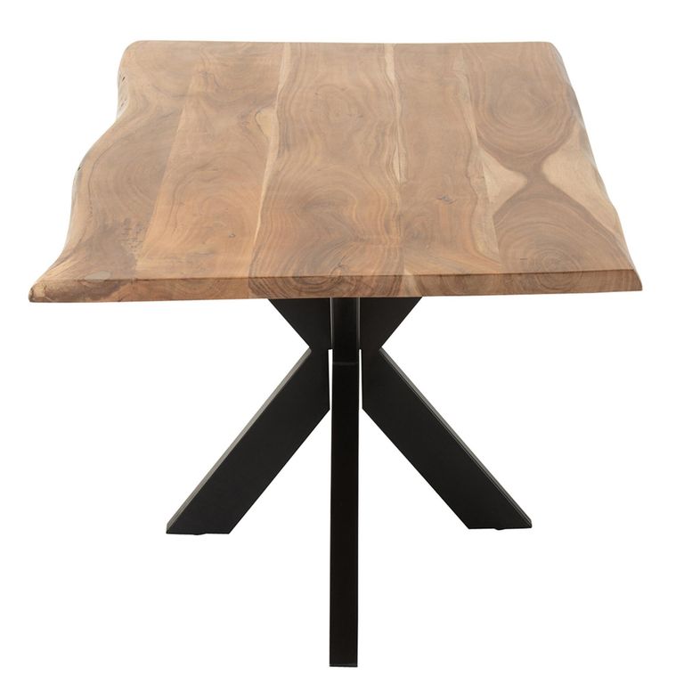 Gerard Dining Table - 180cm - 6 Seater - Star Base - Natural and Black - Acacia Wood