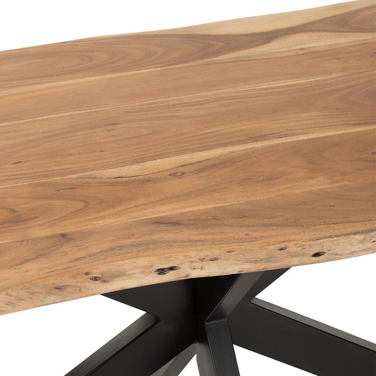 Gerard Dining Table - 180cm - 6 Seater - Star Base - Natural and Black - Acacia Wood