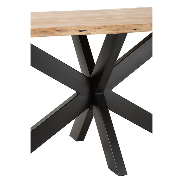 Gerard Dining Table - 180cm - 6 Seater - Star Base - Natural and Black - Acacia Wood