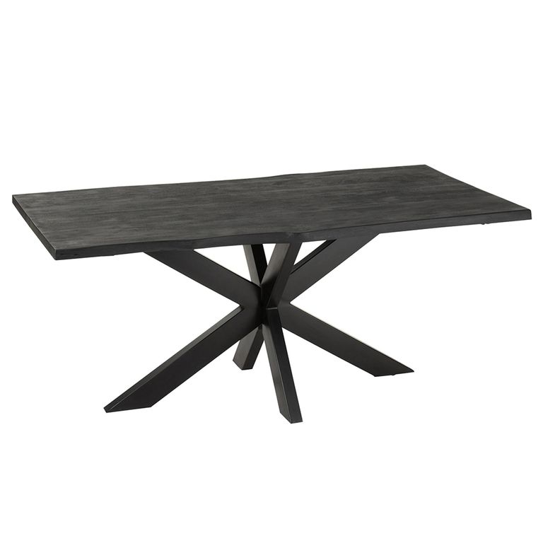 Gerard Dining Table - 200cm - 8 Seater - Star Base - Black - Acacia Wood