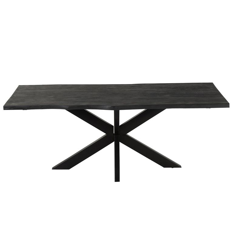 Gerard Dining Table - 200cm - 8 Seater - Star Base - Black - Acacia Wood