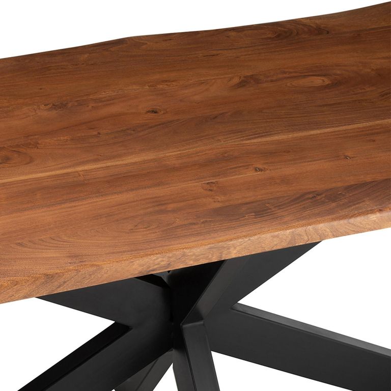 Gerard Dining Table - 200cm - 8 Seater - Star Base - Brown and Black - Acacia Wood
