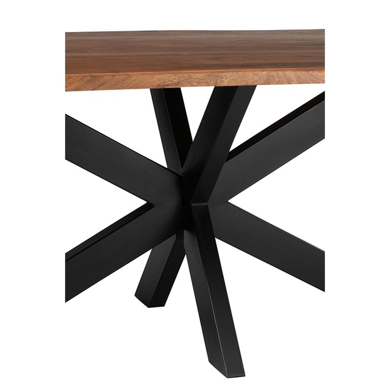 Gerard Dining Table - 200cm - 8 Seater - Star Base - Brown and Black - Acacia Wood