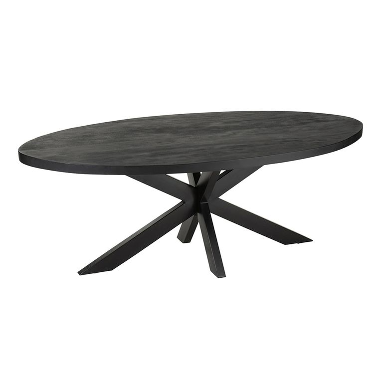 Gerard Dining Table - 210cm - 8 Seater - Oval - Star Base - Black - Acacia Wood