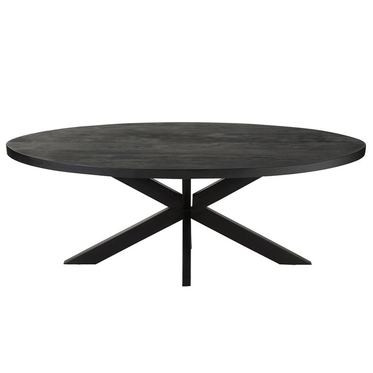 Gerard Dining Table - 210cm - 8 Seater - Oval - Star Base - Black - Acacia Wood