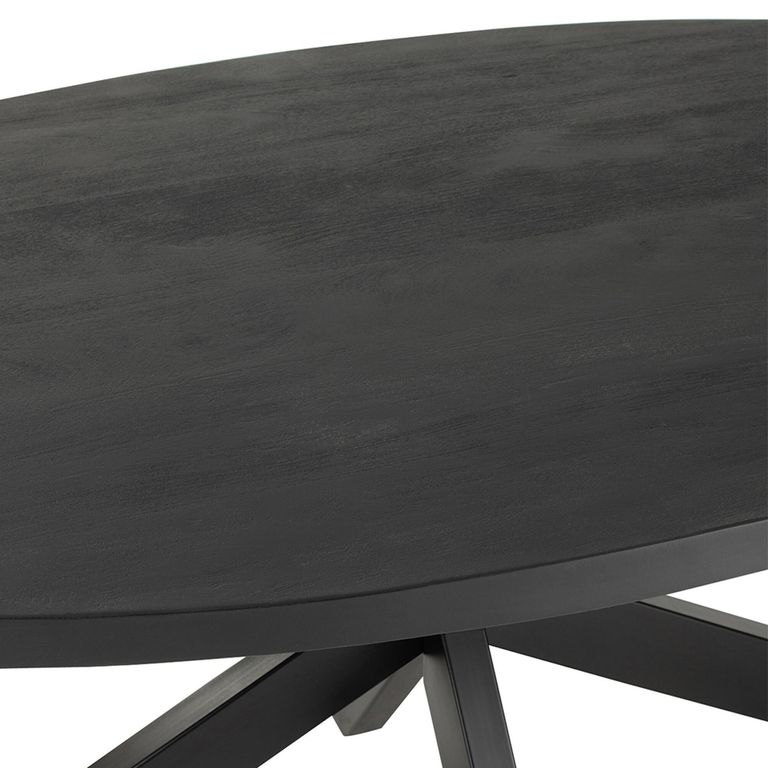 Gerard Dining Table - 210cm - 8 Seater - Oval - Star Base - Black - Acacia Wood