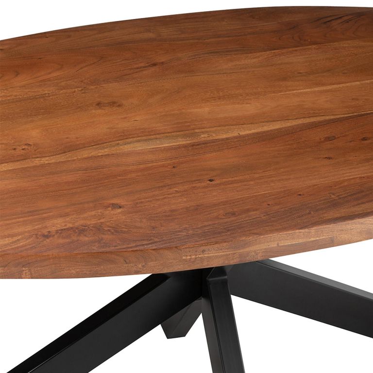Gerard Dining Table - 210cm - 8 Seater - Oval - Star Base - Brown and Black - Acacia Wood