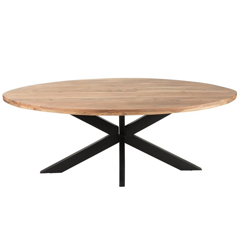 Gerard Dining Table - 210cm - 8 Seater - Oval - Star Base - Natural and Black - Acacia Wood