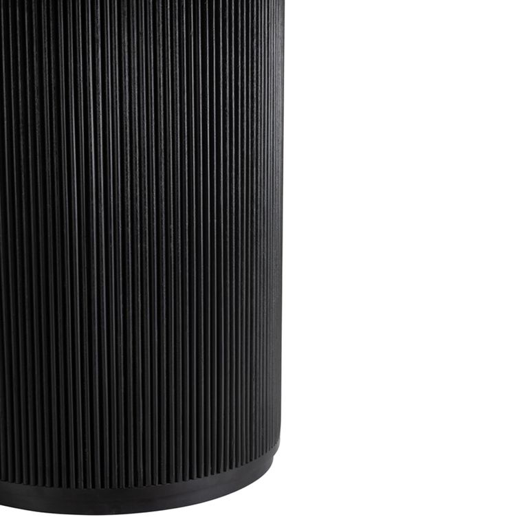Vincent Fluted Dining Table - 120cm - 6 Seater - Round - Drum Base - Black - Mango Wood