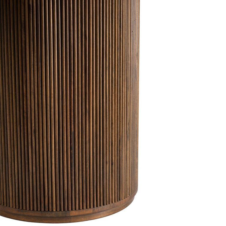 Vincent Fluted Dining Table - 120cm - 6 Seater - Round - Drum Base - Brown - Mango Wood