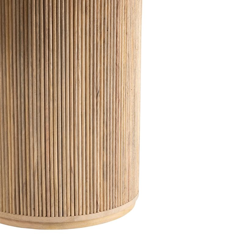 Vincent Fluted Dining Table - 120cm - 6 Seater - Round - Drum Base - Natural - Mango Wood