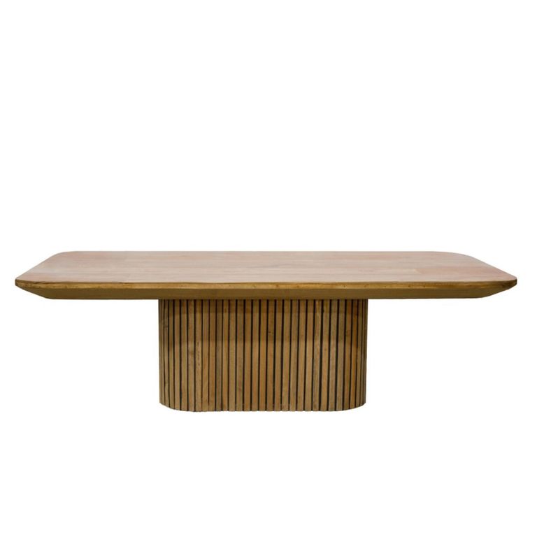 Lausanne Fluted Dining Table - 10 Seater - 230cm - Pedestal - Natural - Teak Wood