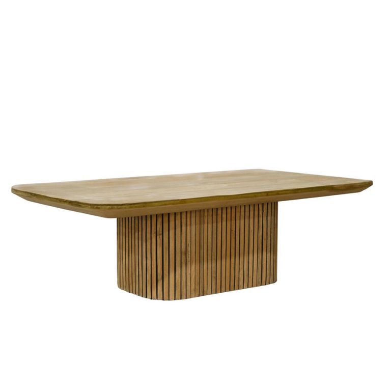 Lausanne Fluted Dining Table - 10 Seater - 230cm - Pedestal - Natural - Teak Wood