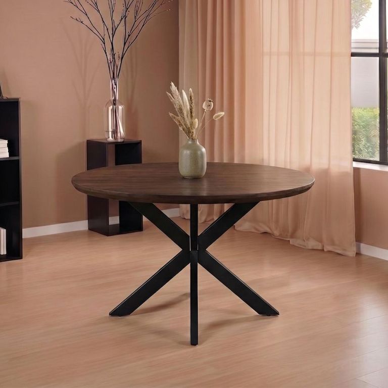 Jesper Dining Table - 130cm - 6 Seater - Round - Star Base - Chestnut - Mango Wood