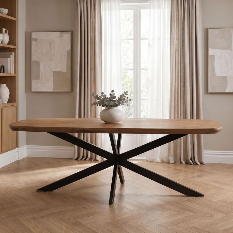 Jesper Dining Table - 180cm - 8 Seater - Star Base - Natural - Mango Wood