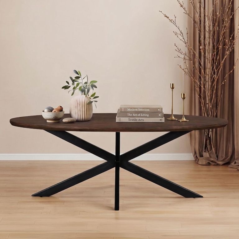 Jesper Dining Table - 210cm - 8 Seater - Oval - Star Base - Chestnut - Mango Wood