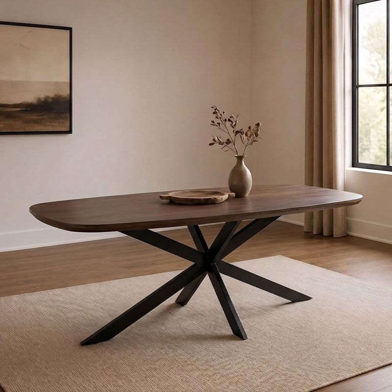 Jesper Dining Table - 210cm - 8 Seater - Star Base - Chestnut - Mango Wood