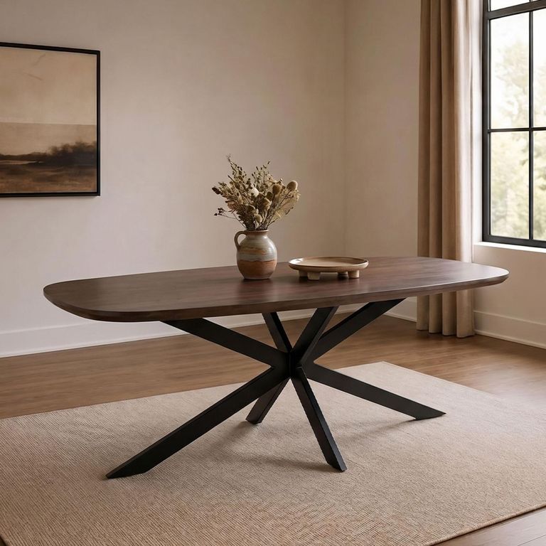 Jesper Dining Table - 230cm - 10 Seater - Star Base - Chestnut - Mango Wood