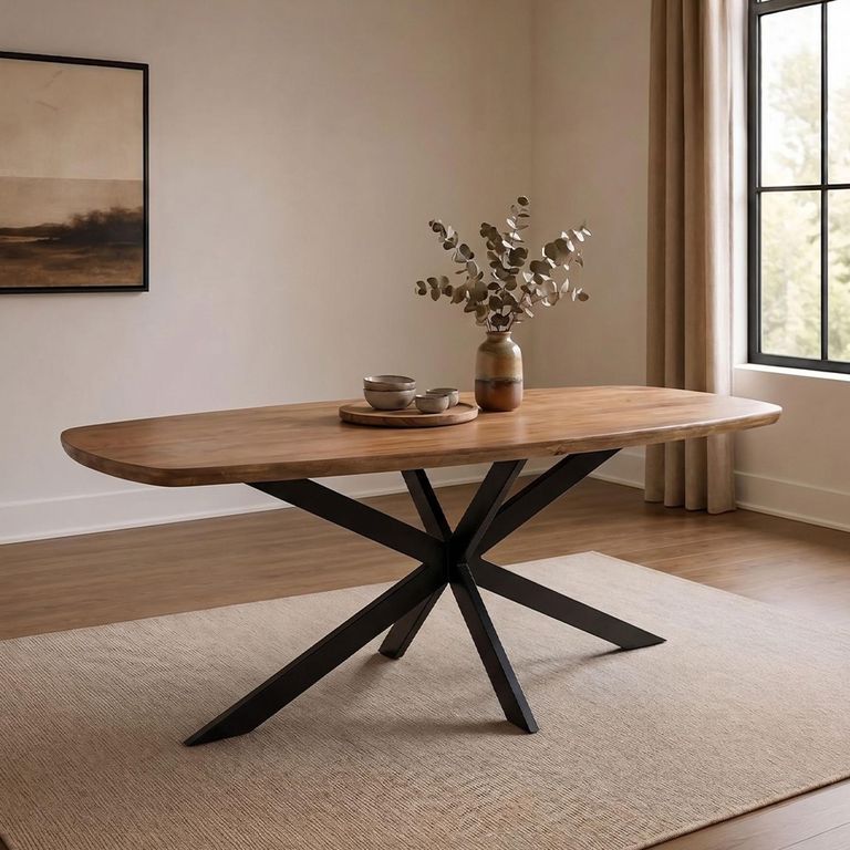 Jesper Dining Table - 230cm - 10 Seater - Star Base - Natural - Mango Wood