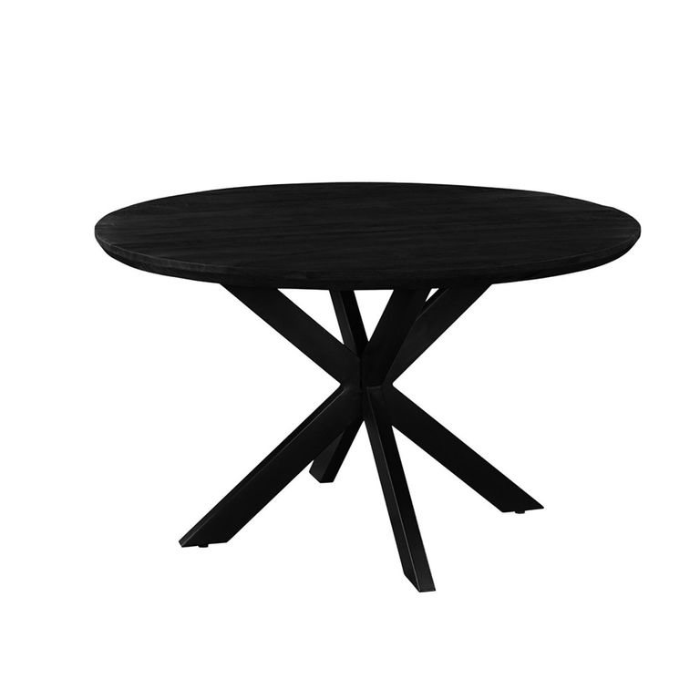 Jesper Dining Table - 130cm - 6 Seater - Round - Star Base - Black - Mango Wood