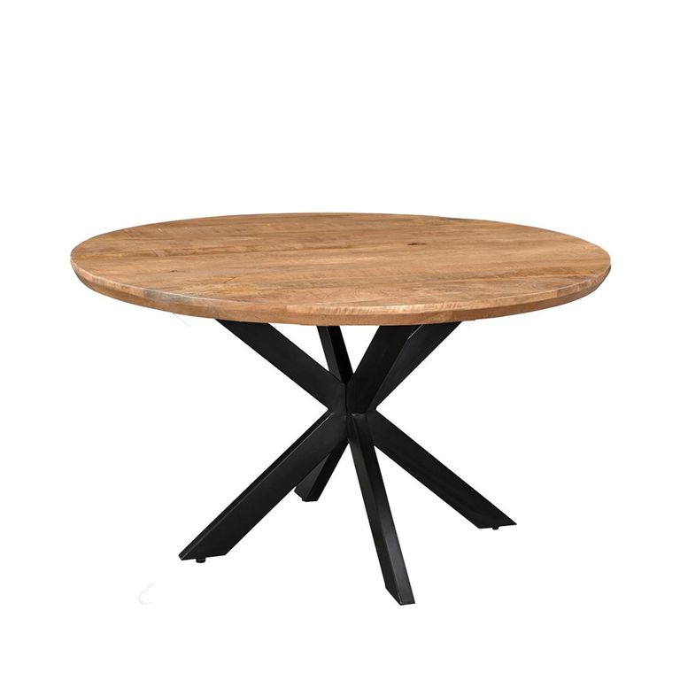 Jesper Dining Table - 140cm - 8 Seater - Round - Star Base - Natural - Mango Wood