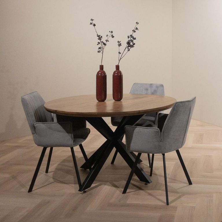 Jesper Dining Table - 150cm - 8 Seater - Round - Star Base - Natural - Mango Wood