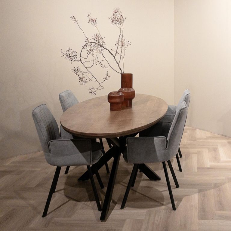Jesper Dining Table - 180cm - 8 Seater - Oval - Star Base - Natural - Mango Wood