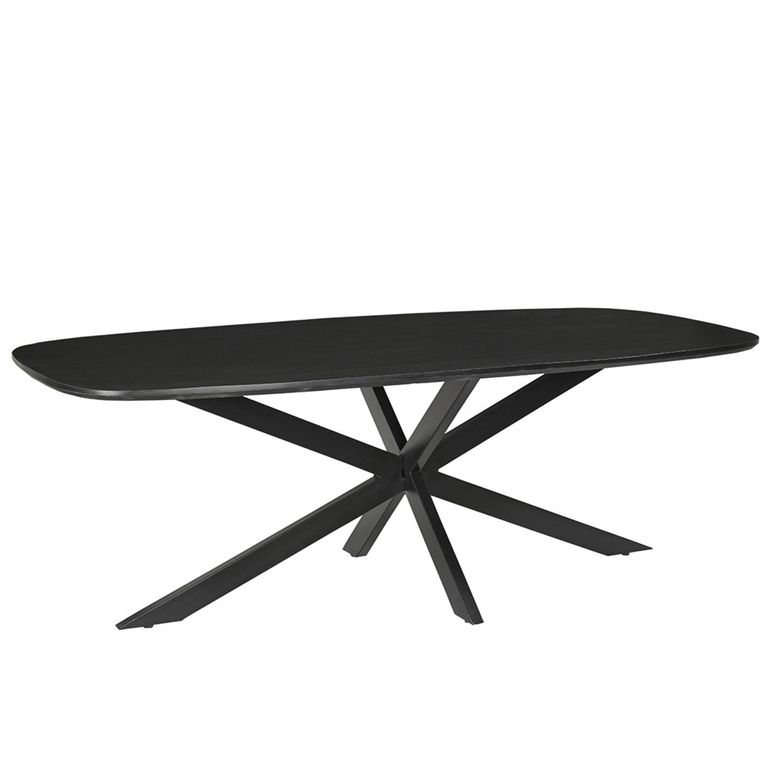 Jesper Dining Table - 180cm - 8 Seater - Star Base - Black - Mango Wood