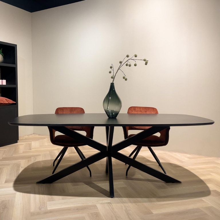 Jesper Dining Table - 180cm - 8 Seater - Star Base - Black - Mango Wood