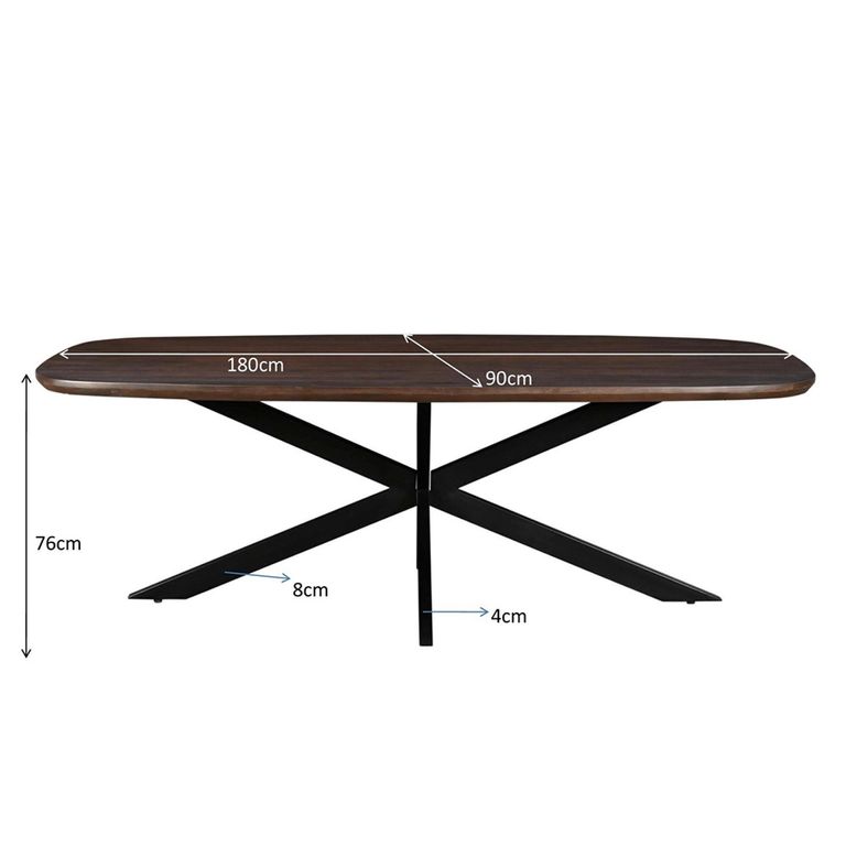 Jesper Dining Table - 180cm - 8 Seater - Star Base - Chestnut - Mango Wood