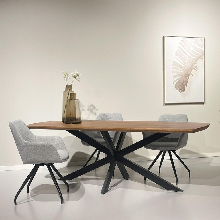 Jesper Dining Table - 180cm - 8 Seater - Star Base - Natural - Mango Wood