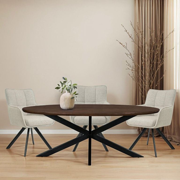Jesper Dining Table - 210cm - 8 Seater - Oval - Star Base - Chestnut - Mango Wood